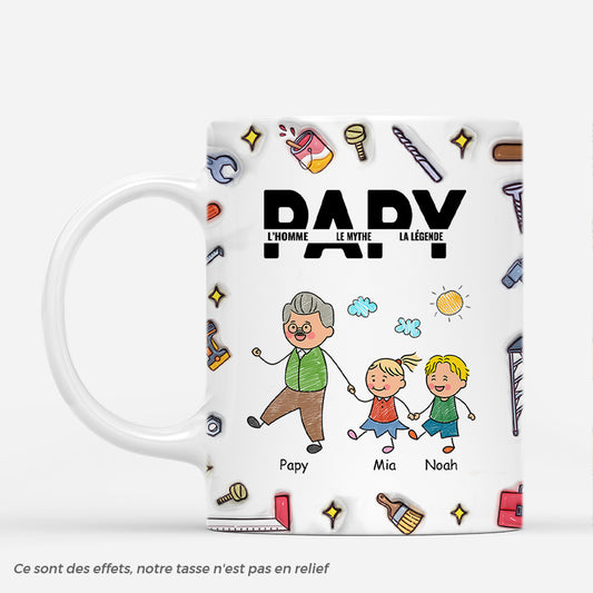 4824FR1 effet dimpression 3d mug personnalise papa bricoleur lhomme le mythe la legende 4824