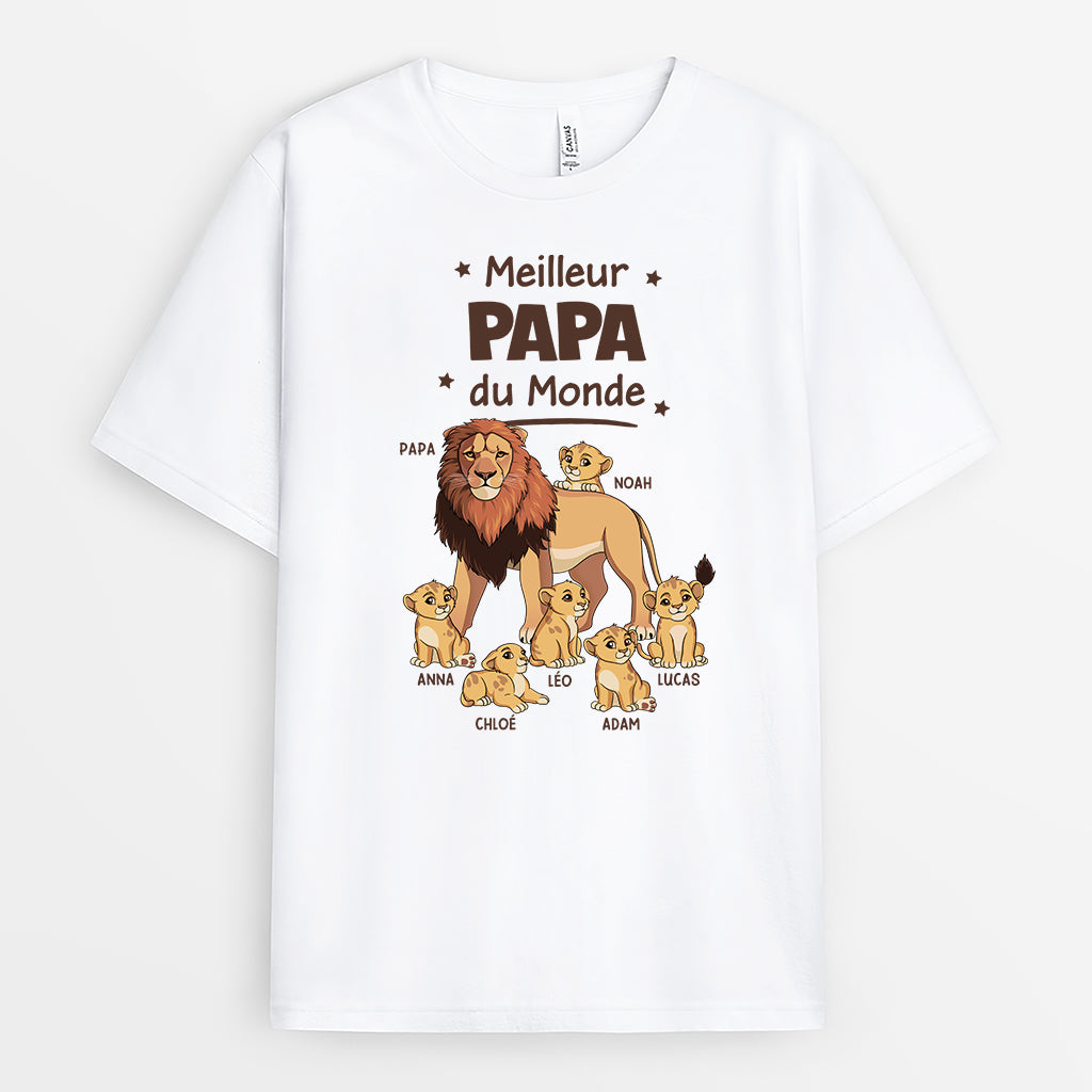 4829AFR1 t shirt personnalise meilleur papa lion couleur clair 4829a5l8b