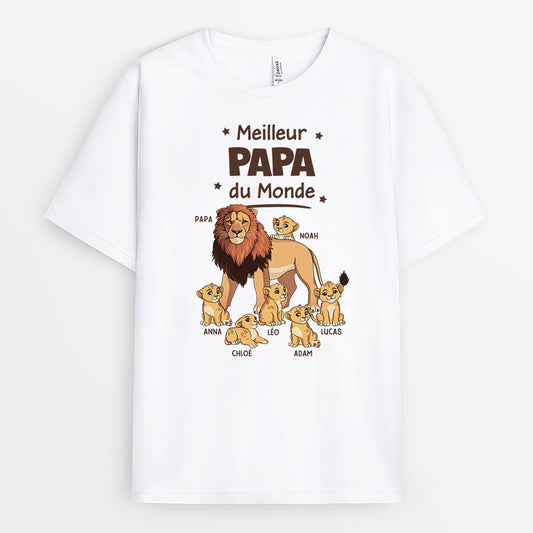 4829AFR1 t shirt personnalise meilleur papa lion couleur clair 4829a5l8b