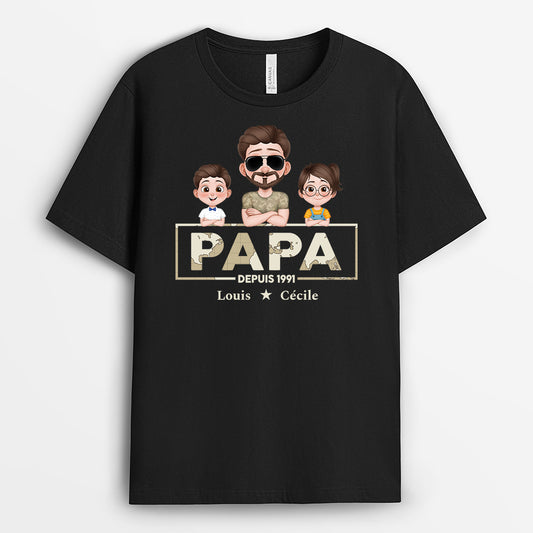 4842AFR1 t shirt personnalise papa depuis style retro cool 4842a8ttb