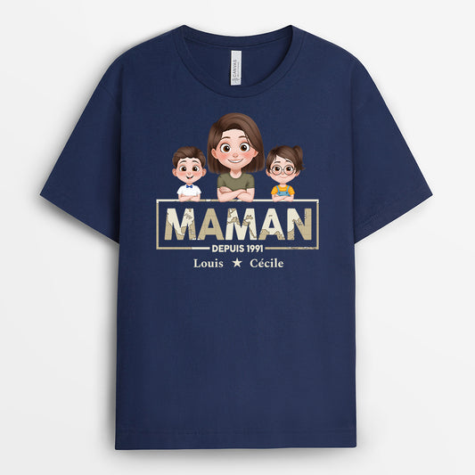 4842AFR2 t shirt personnalise papa depuis style retro cool 4842a8ttb