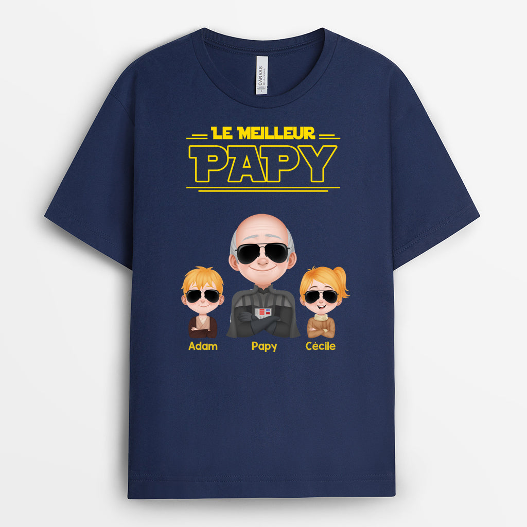 4843AFR2 t shirt personnalise meilleur papa soldat texte jaune 4843athab