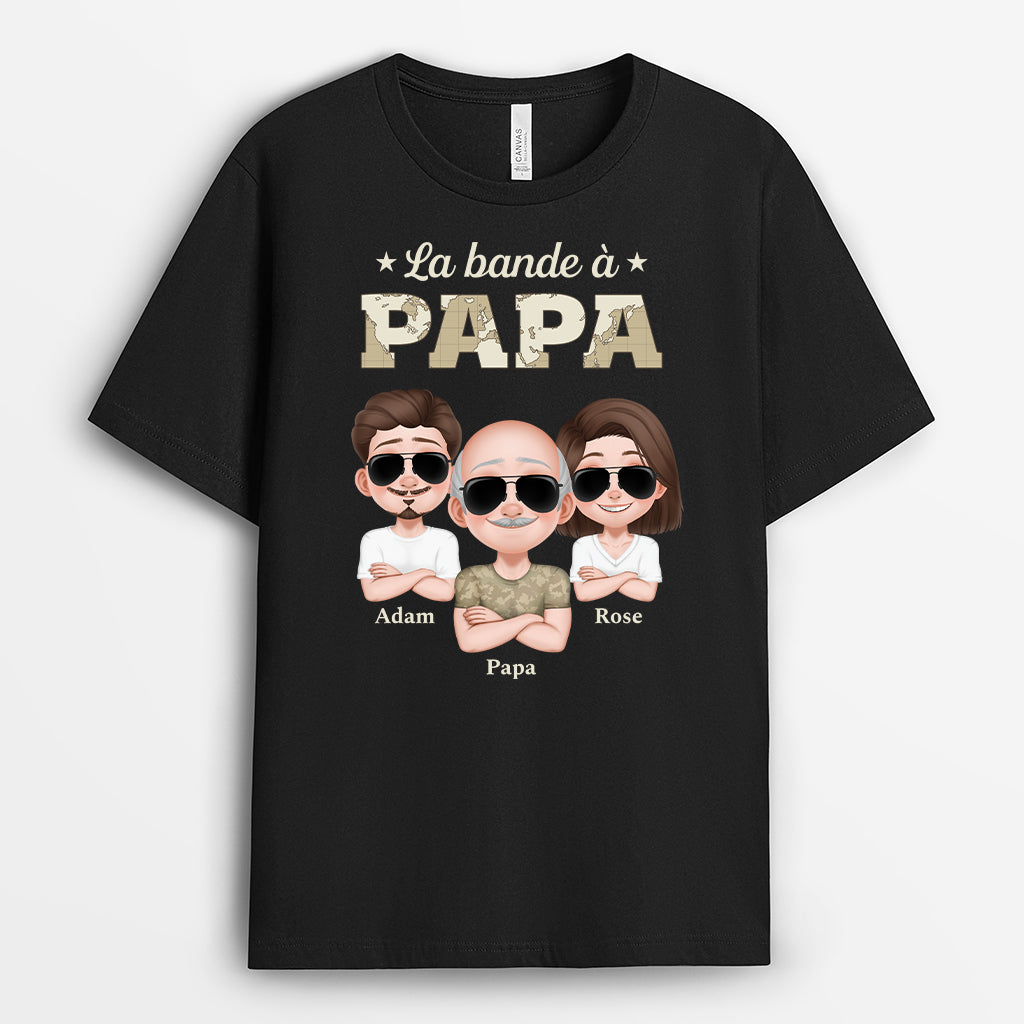 4853AFR1 t shirt personnalise la bande a papa soldat design carte au couleur fonce 4853a5m0b
