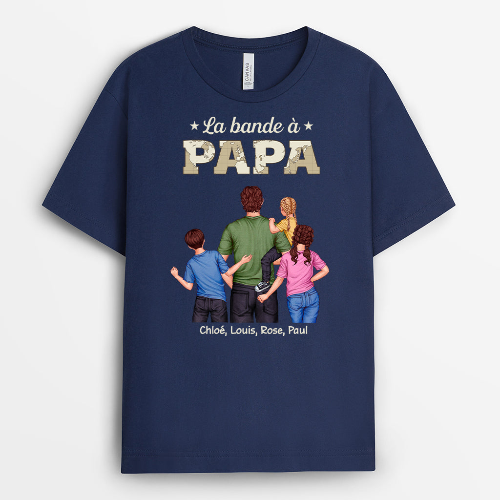 4855AFR2 t shirt personnalise papa fort version carte au couleur clair 4855akl0b