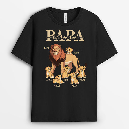 4882AFR1 t shirt personnalise le meilleur papa lion couleur fonce 4882a5l8b