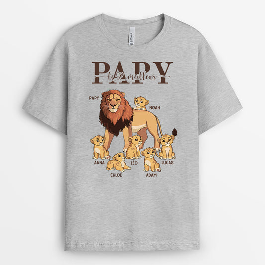 4882AFR2 t shirt personnalise le meilleur papa lion couleur clair 4882a5l8b