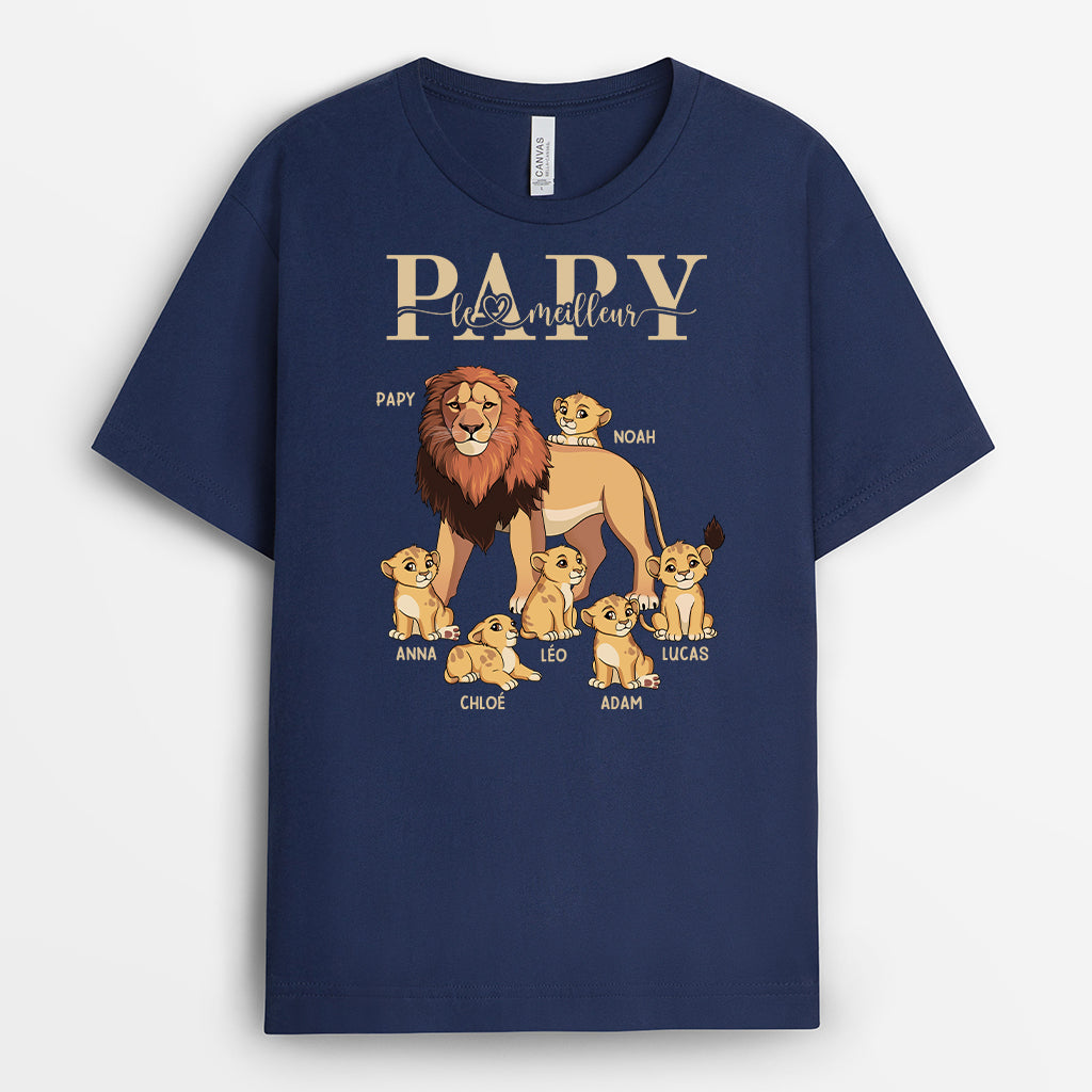 4882AFR2 t shirt personnalise le meilleur papa lion couleur fonce 4882a5l8b