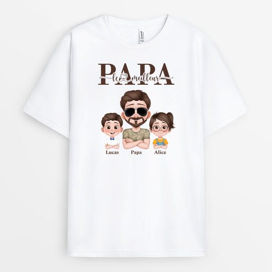 4886AFR1 t shirt personnalise le meilleur papa soldat cool couleur clair 4886a5h0b