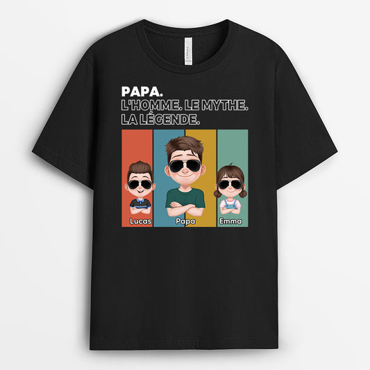 4888AFR1 t shirt personnalise papa lhomme le mythe la legende design cartoon 4888akq5b