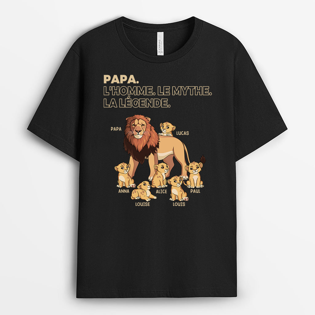 4890AFR1 t shirt personnalise papa lion lhomme le mythe la legende 4890akl8b