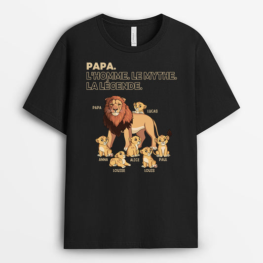 4890AFR1 t shirt personnalise papa lion lhomme le mythe la legende 4890akl8b
