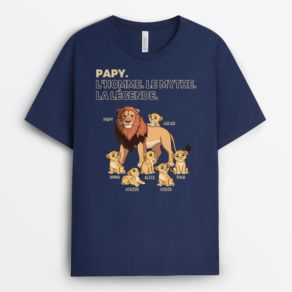 4890AFR2 t shirt personnalise papa lion lhomme le mythe la legende 4890akl8b