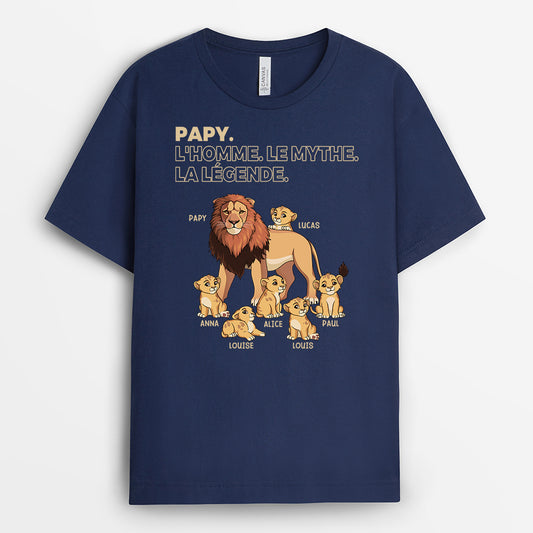 4890AFR2 t shirt personnalise papa lion lhomme le mythe la legende 4890akl8b