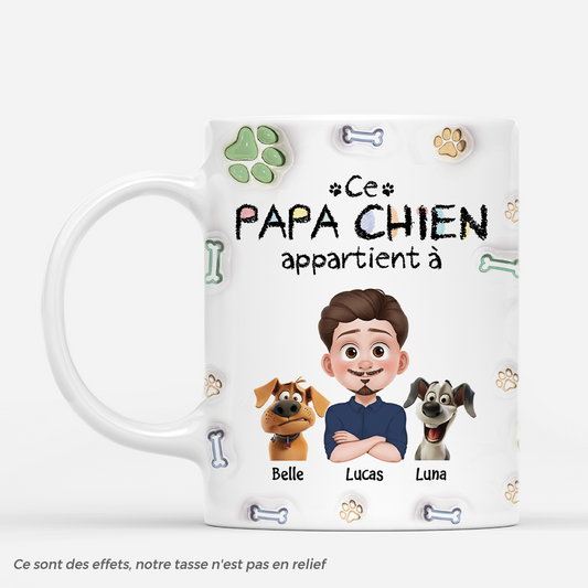4891MFR1 effet dimpression 3d mug personnalise chien ce papa chien appartient a design cartoon 4891mkh0c