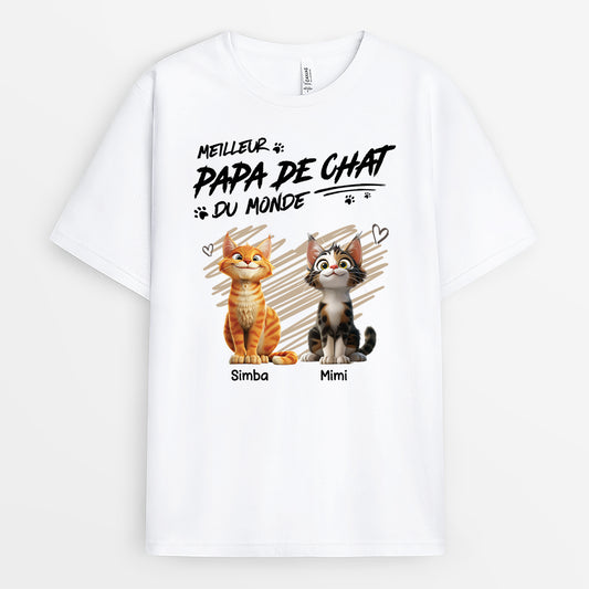 4898AFR1 tee shirt personnalise chat meilleur papa de chat design cartoon 4898a6q5d