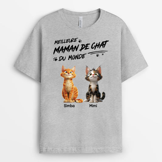 4898AFR2 tee shirt personnalise chat meilleur papa de chat design cartoon 4898a6q5d