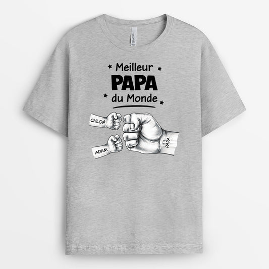 4903AFR1 t shirt personnalise meilleur papa dans le monde poings 4903a5t7b