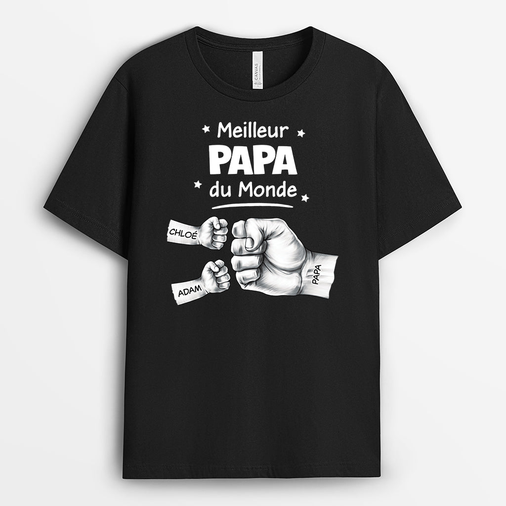4903AFR1 t shirt personnalise meilleur papa dans le monde poings couleur fonce 4903a5t7b