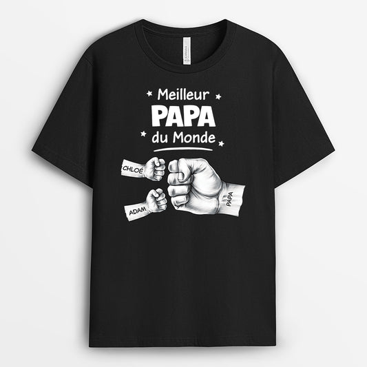 4903AFR1 t shirt personnalise meilleur papa dans le monde poings couleur fonce 4903a5t7b