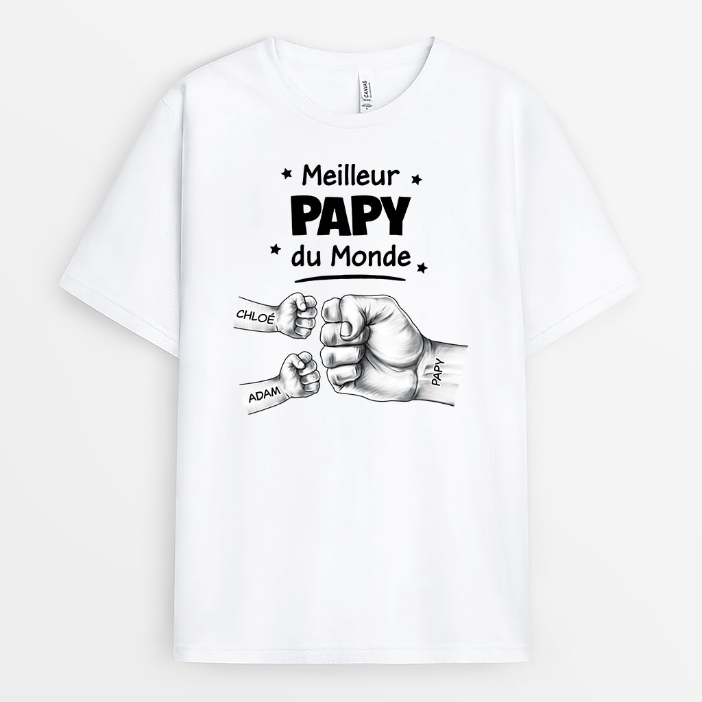 4903AFR2 t shirt personnalise meilleur papa dans le monde poings 4903a5t7b