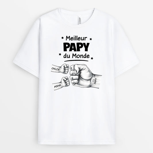 4903AFR2 t shirt personnalise meilleur papa dans le monde poings 4903a5t7b
