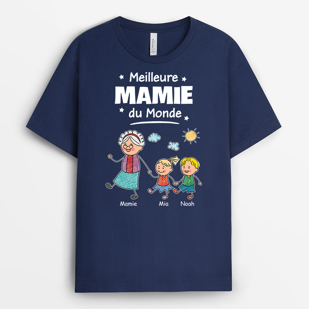 4904AFR2 t shirt personnalise meilleur papa du monde dessin crayon couleur fonce 4904a5m8b
