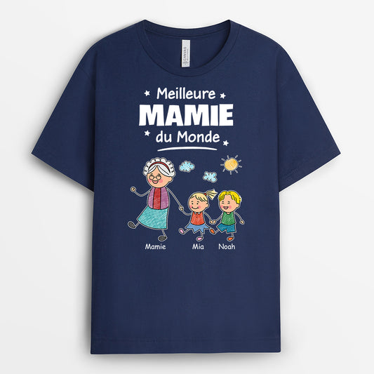 4904AFR2 t shirt personnalise meilleur papa du monde dessin crayon couleur fonce 4904a5m8b