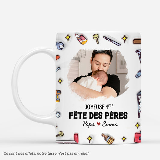 4908MFR1 effet dimpression 3d mug personnalise papa avec photo joyeuse premiere fete des peres 4908m5q5b