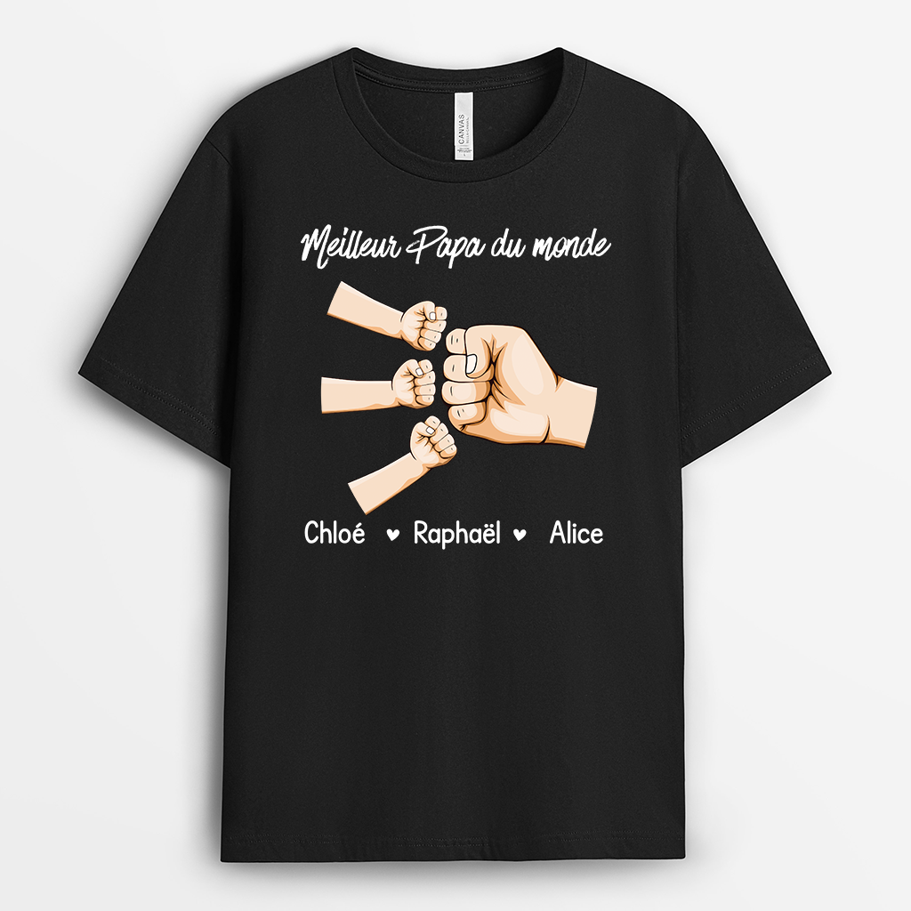 4912AFR1 t shirt personnalise meilleur papa pour toujours poings 4912a8i7b