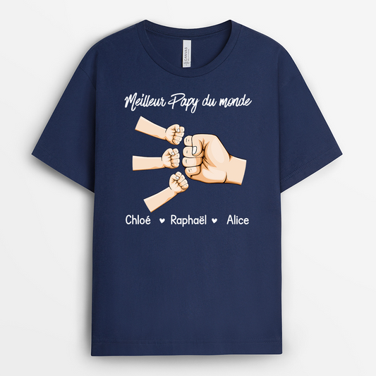 4912AFR2 t shirt personnalise meilleur papa pour toujours poings 4912a8i7b