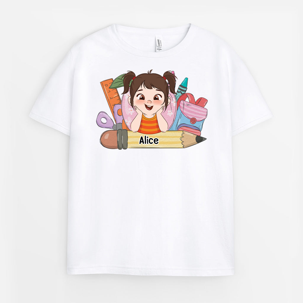 4973AFR1 t shirt personnalise enfant fournitures scolaires et prenom 4973a3qtk