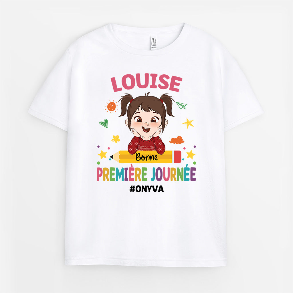 4980AFR1 tee shirt personnalise enfant bonne premiere journee 4980atm4k