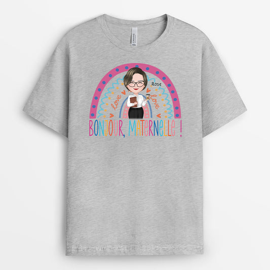 4983AFR2 t shirt personnalise maitresse bonjour lecole maternelle 4983atm0t