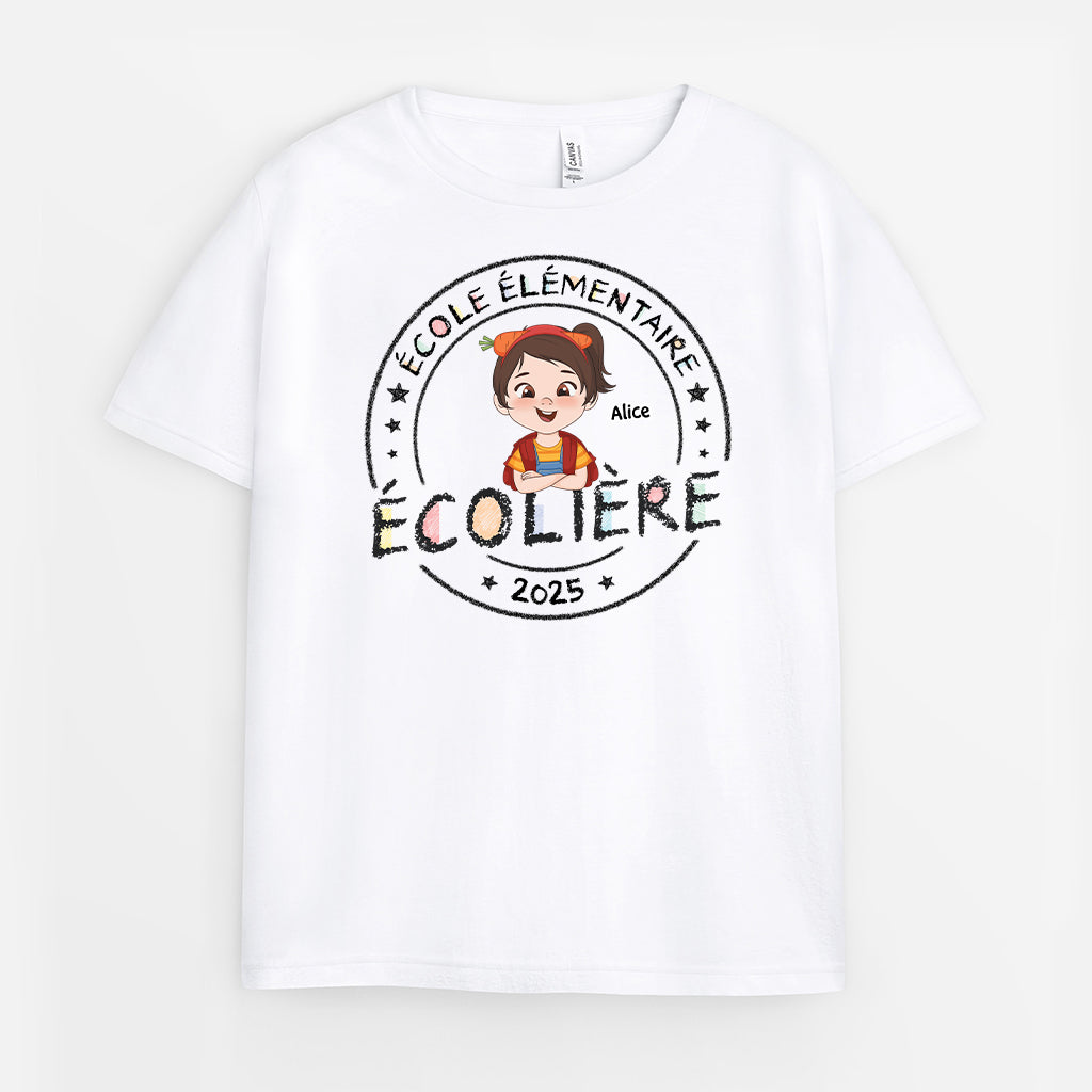 4985AFR1 t shirt personnalise enfant ecolier  ecoliere crayon de couleur 4985atq8k