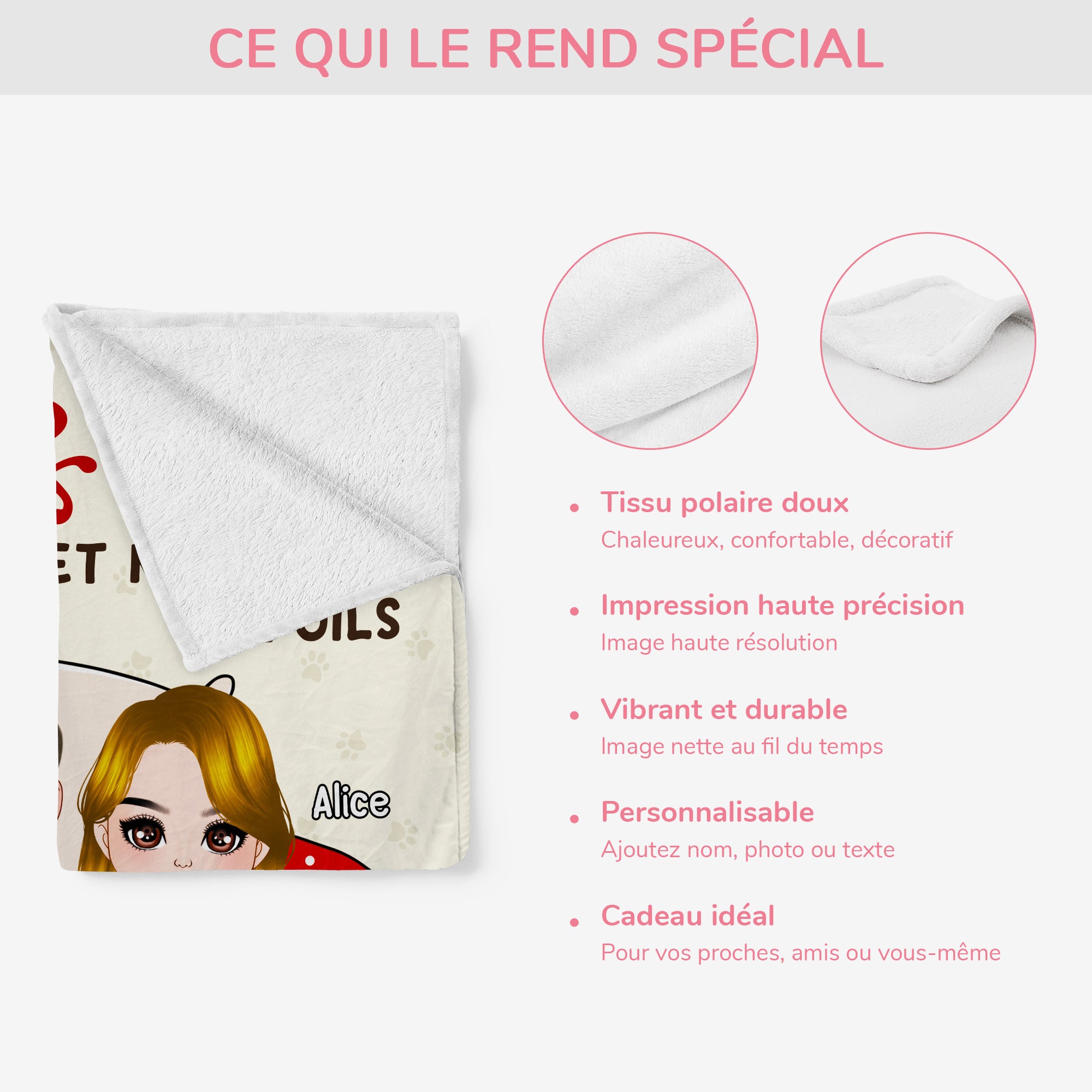 5003BFR4 plaid personnalise avec chien toi  moi et nos bebes a poils 5003btgtc