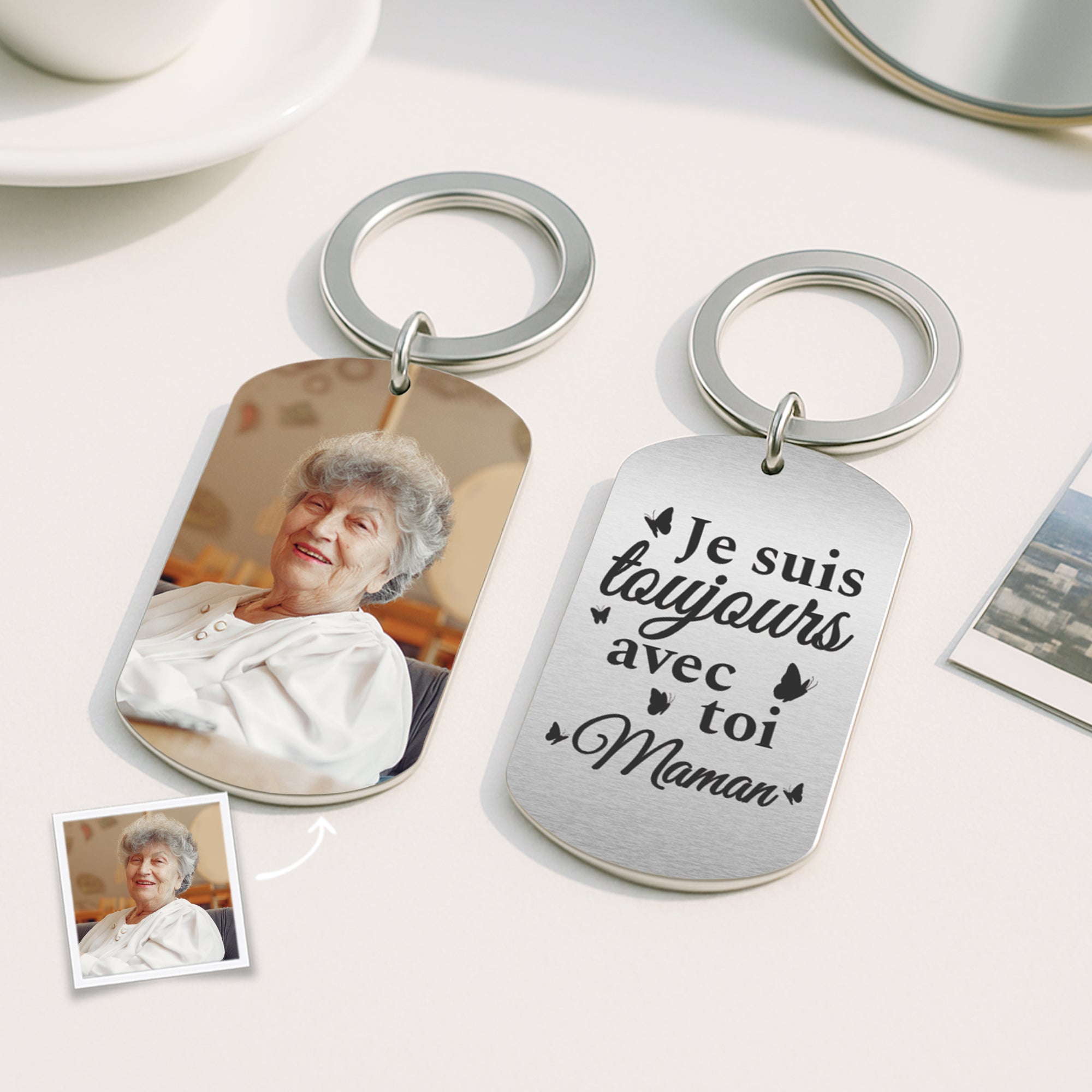 5014JFR2 porte cle aluminium personnalise photo toujours avec toi 5014j