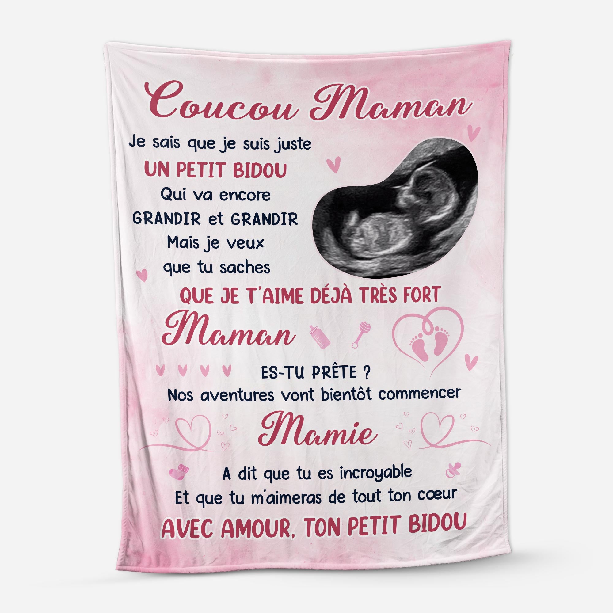 5033BFR1 plaid personnalise avec photo coucou maman 5033b34aa