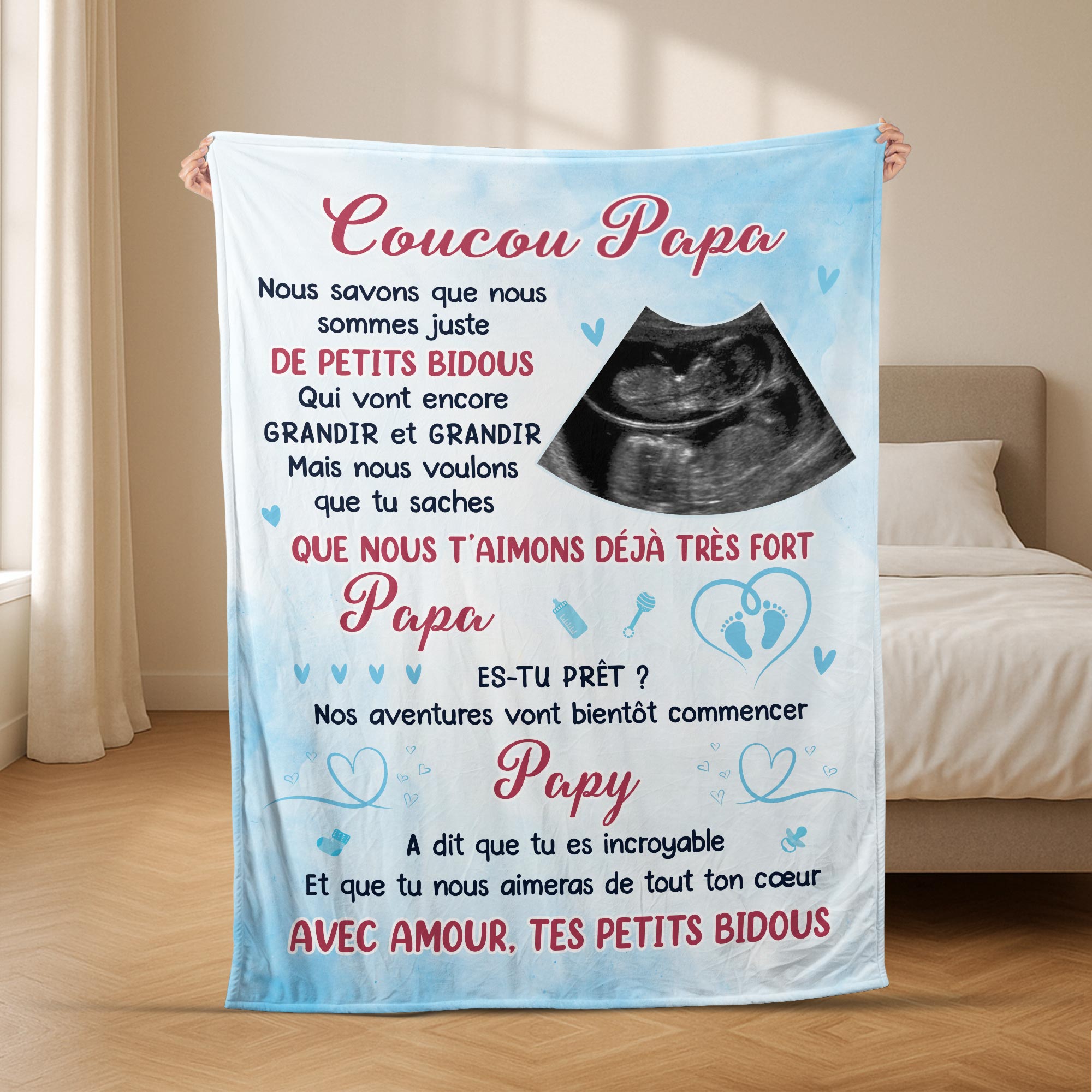 5033BFR2 plaid personnalise avec photo coucou maman 5033b34aa