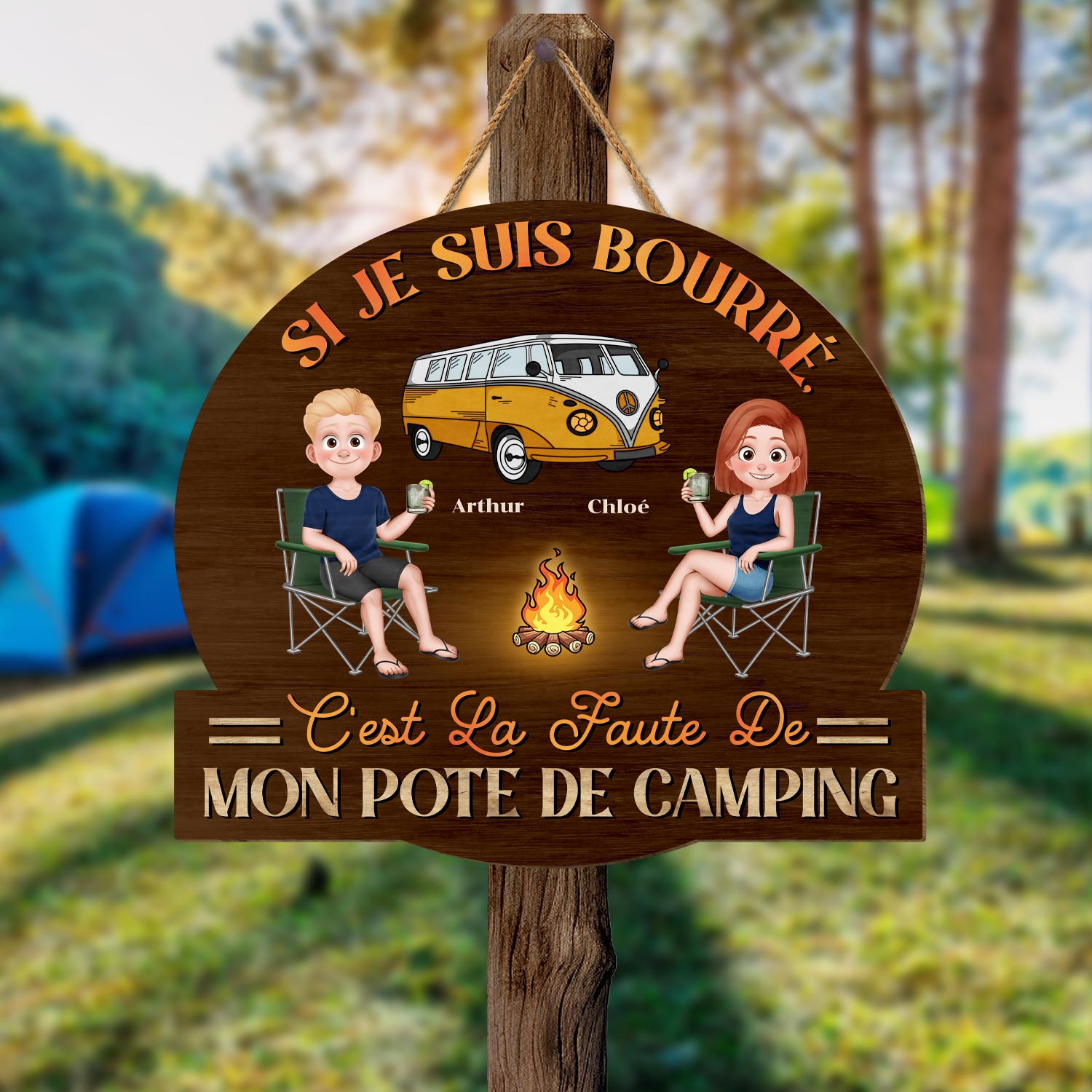 5034QFR2 plaque en bois personnalisee a suspendre le coin des amis 5034qkhaf