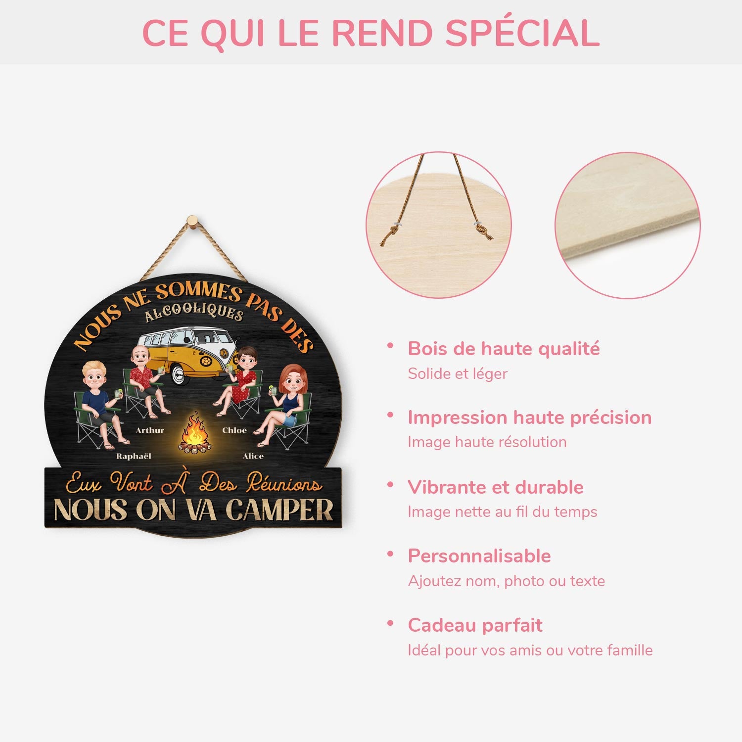 5034QFR4 plaque en bois personnalisee a suspendre le coin des amis 5034qkhaf