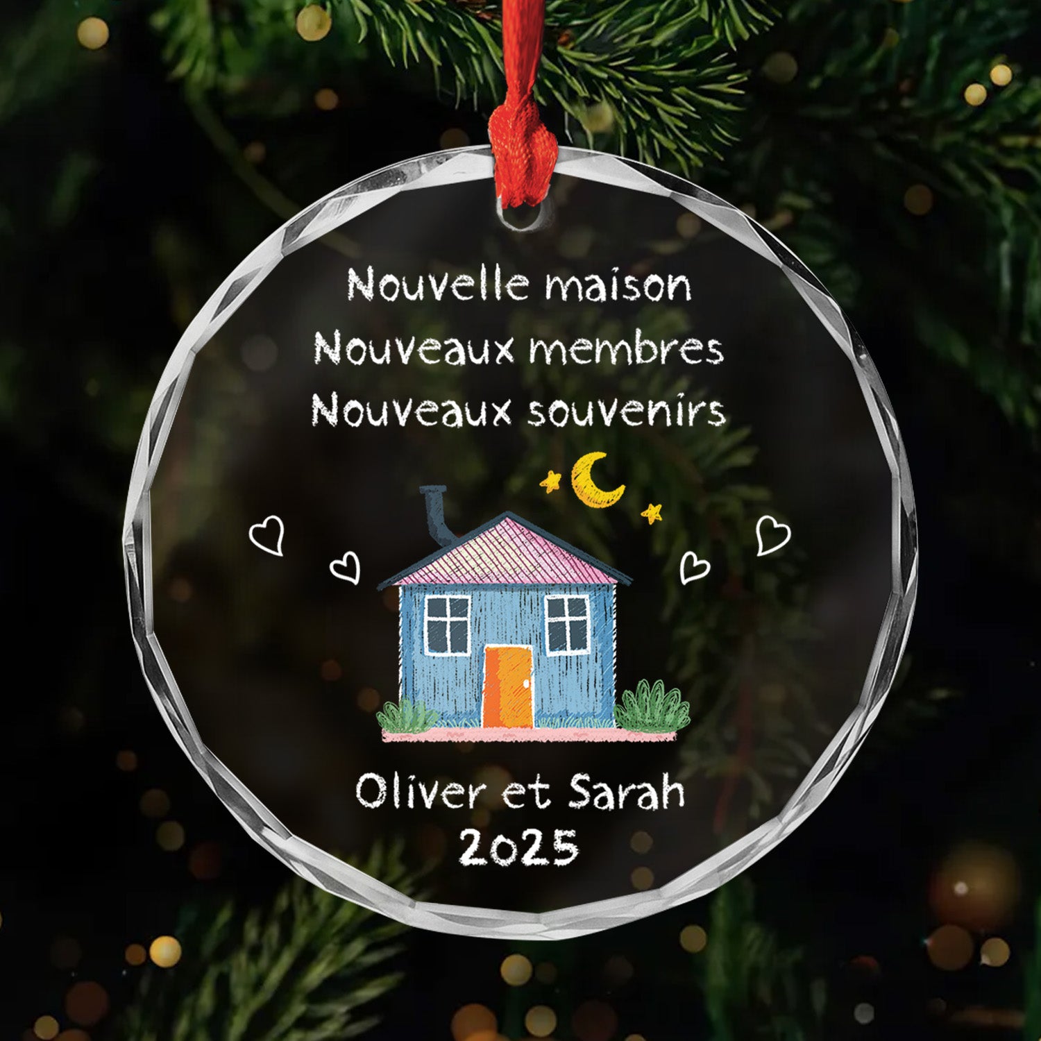 5038OFR1 ornement en verre personnalise couple nouvelle maison coloree 5038otlng