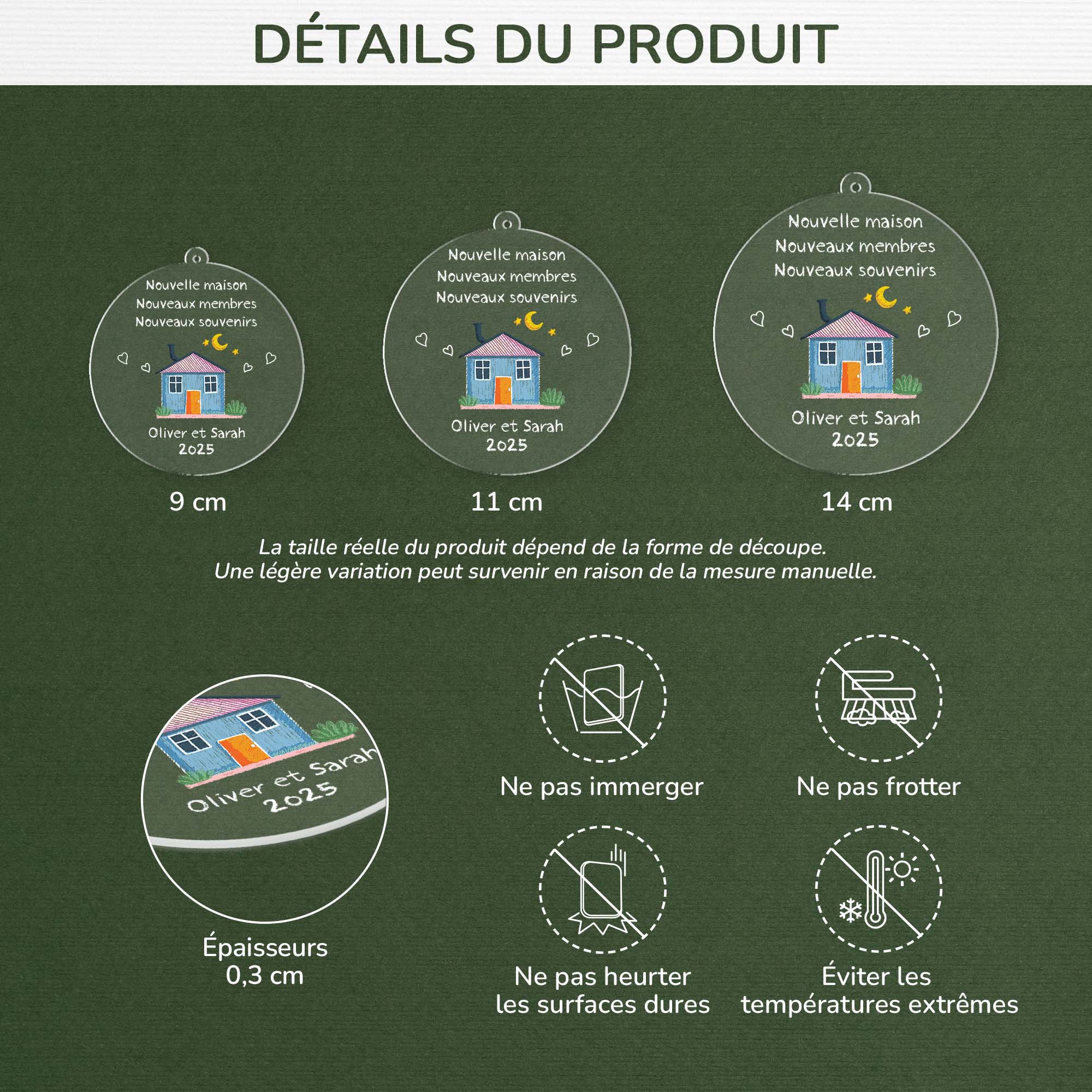 5038OFR3 ornement en acrylique personnalise couple nouvelle maison coloree 5038otlng