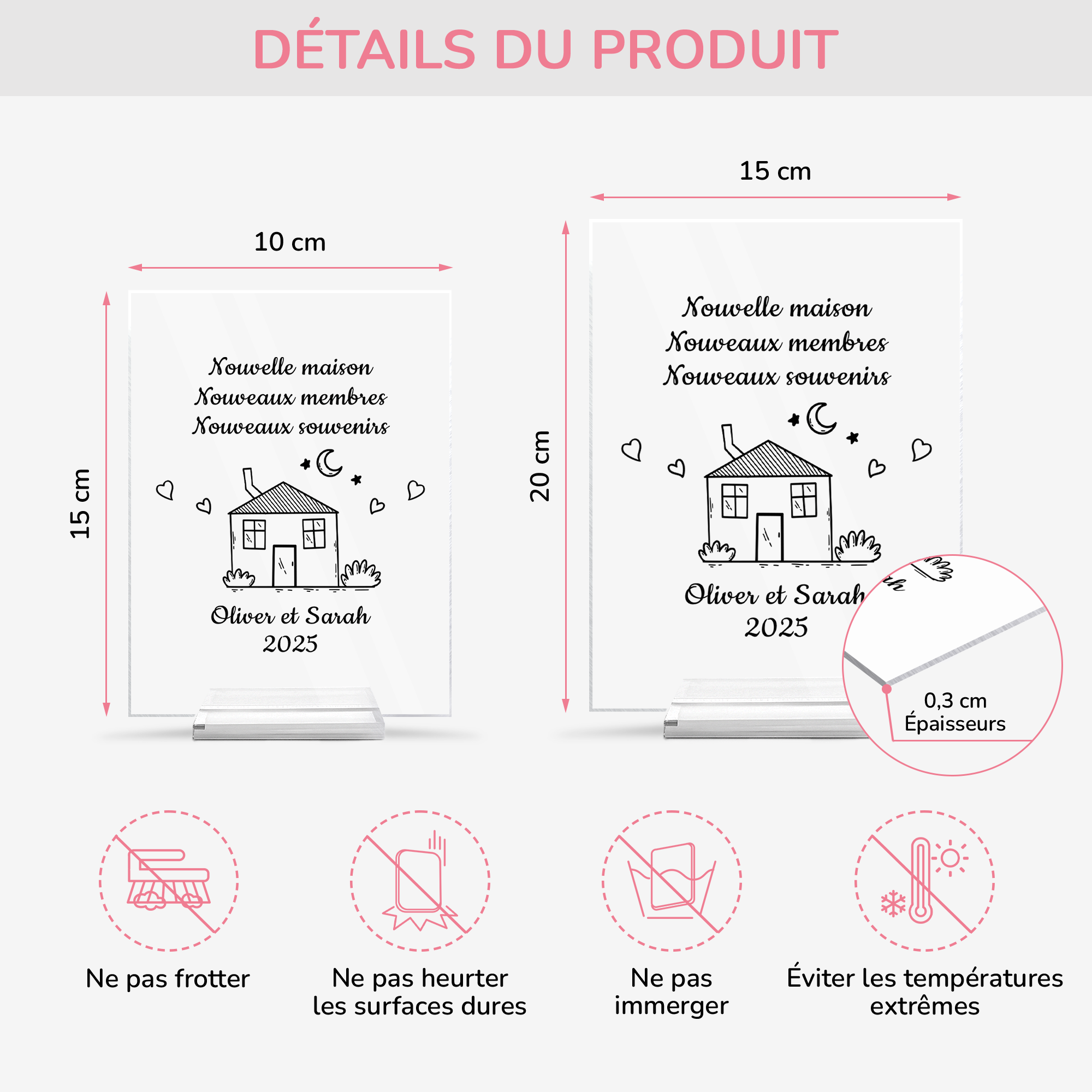 5039RFR4 plaque en acrylique personnalisee pour couple nouvelle maison dessin crayon 5039rtnng
