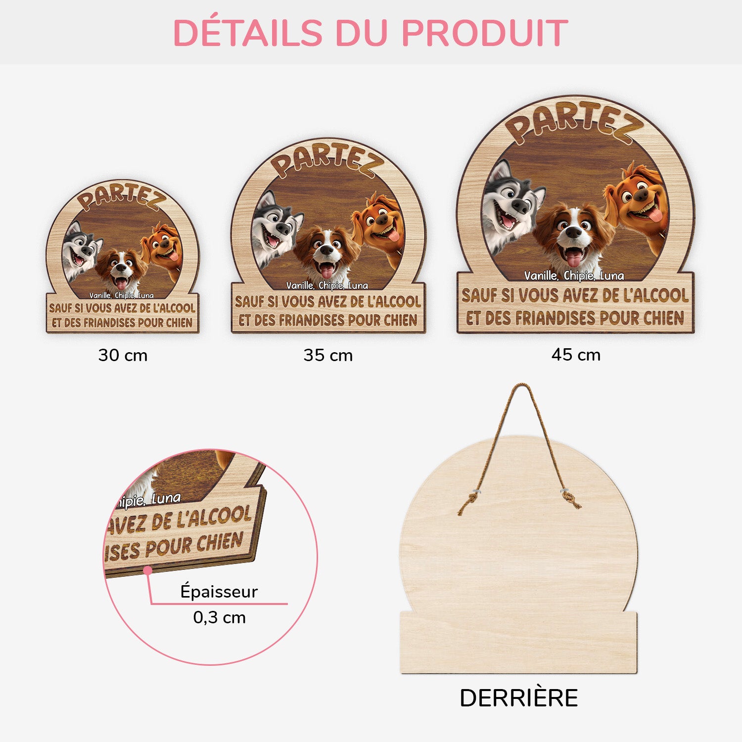 5044QFR3 plaque en bois personnalisee avec chien a suspendre partez sauf si 5044q8ymc