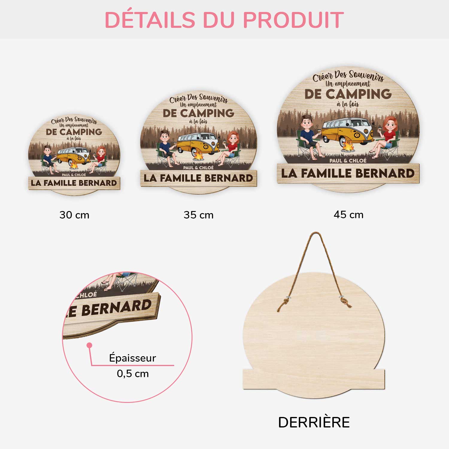 5055QFR3 plaque en bois personnalisee pour couple a suspendre creer des souvenirs 5055qtgag