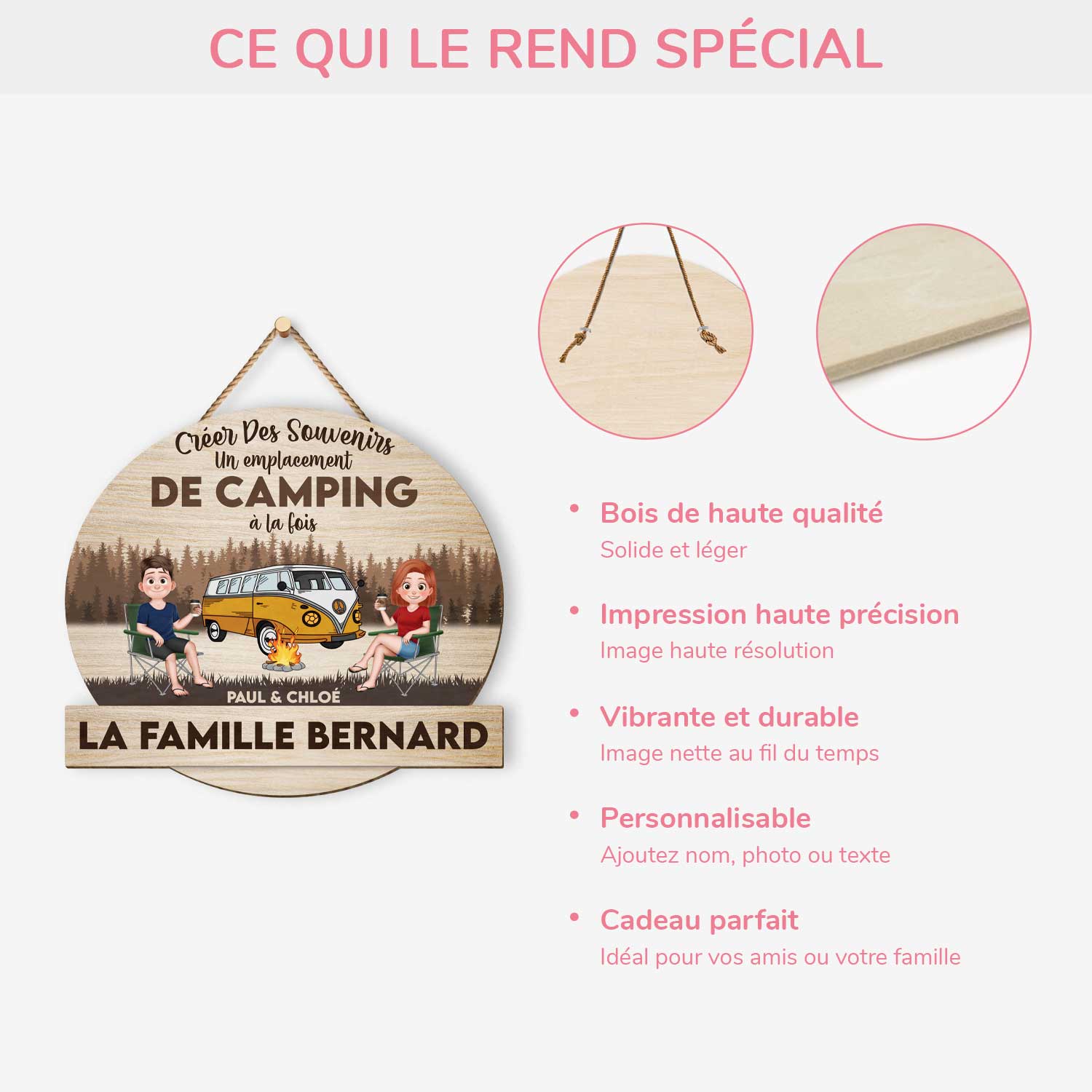 5055QFR4 plaque en bois personnalisee pour couple a suspendre creer des souvenirs 5055qtgag