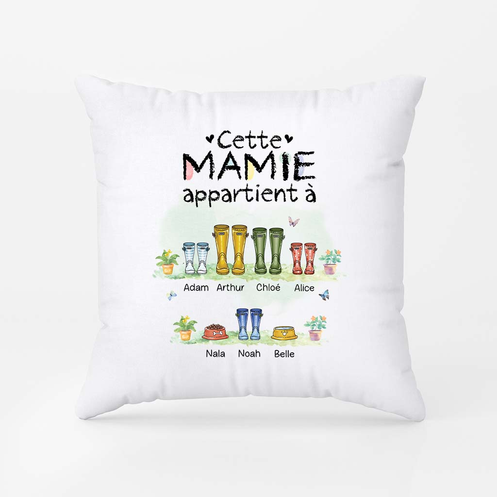 5078PFR1 coussin personnalise maman cette maman appartient a version bottes colorees 5078p6m5a