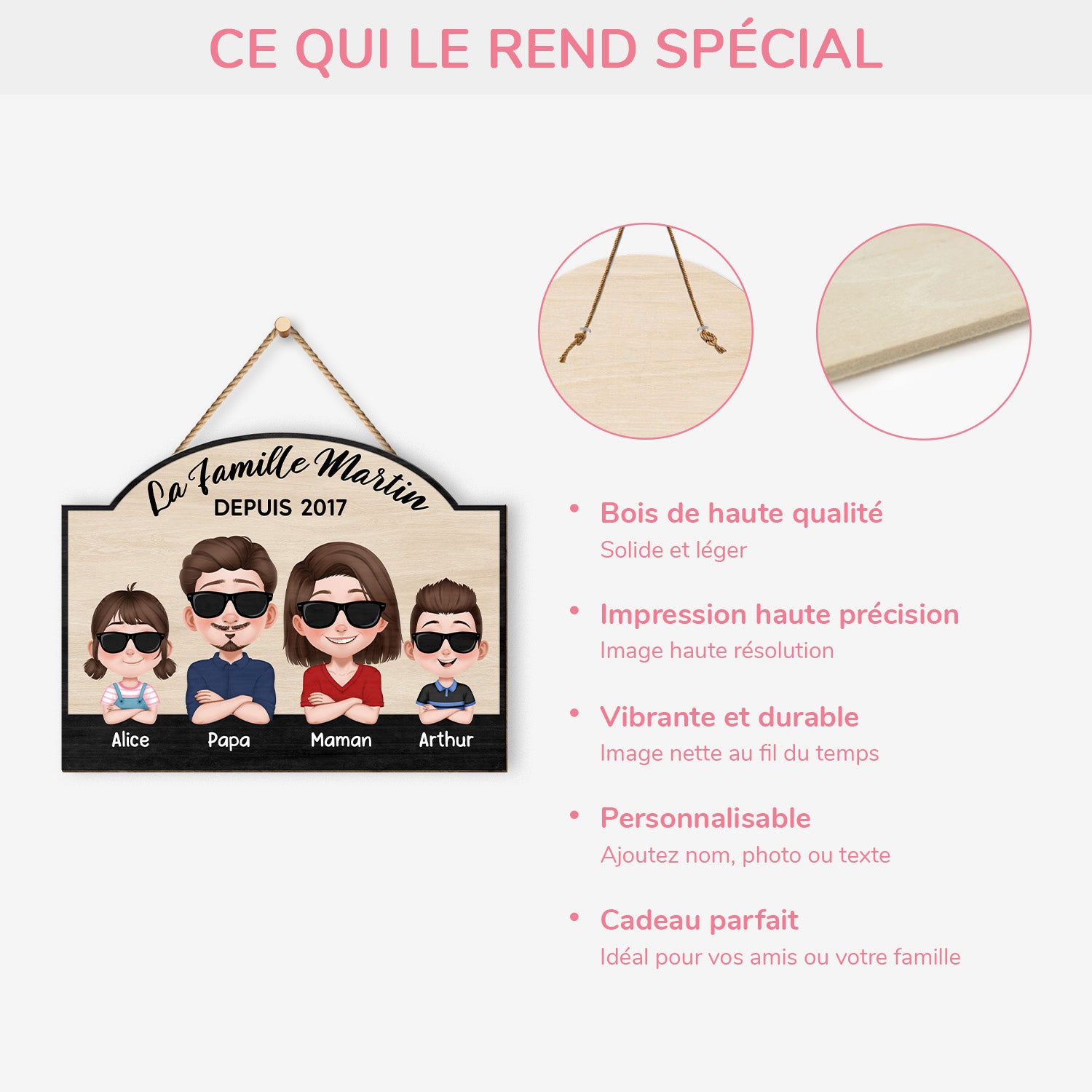 5086QFR4 plaque en bois personnalisee a suspendre famille depuis 5086q8gmi