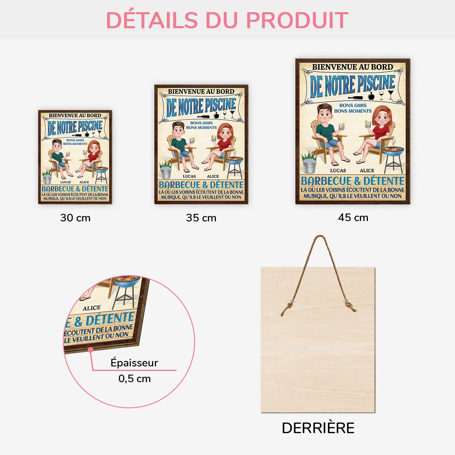 5088QFR3 plaque en bois personnalisee bienvenue pour couple a suspendre 5088qkmmg