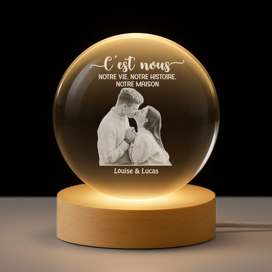5091LFR1 veilleuse boule de cristal personnalisee couple cest nous cest notre vie 5091l8v5g